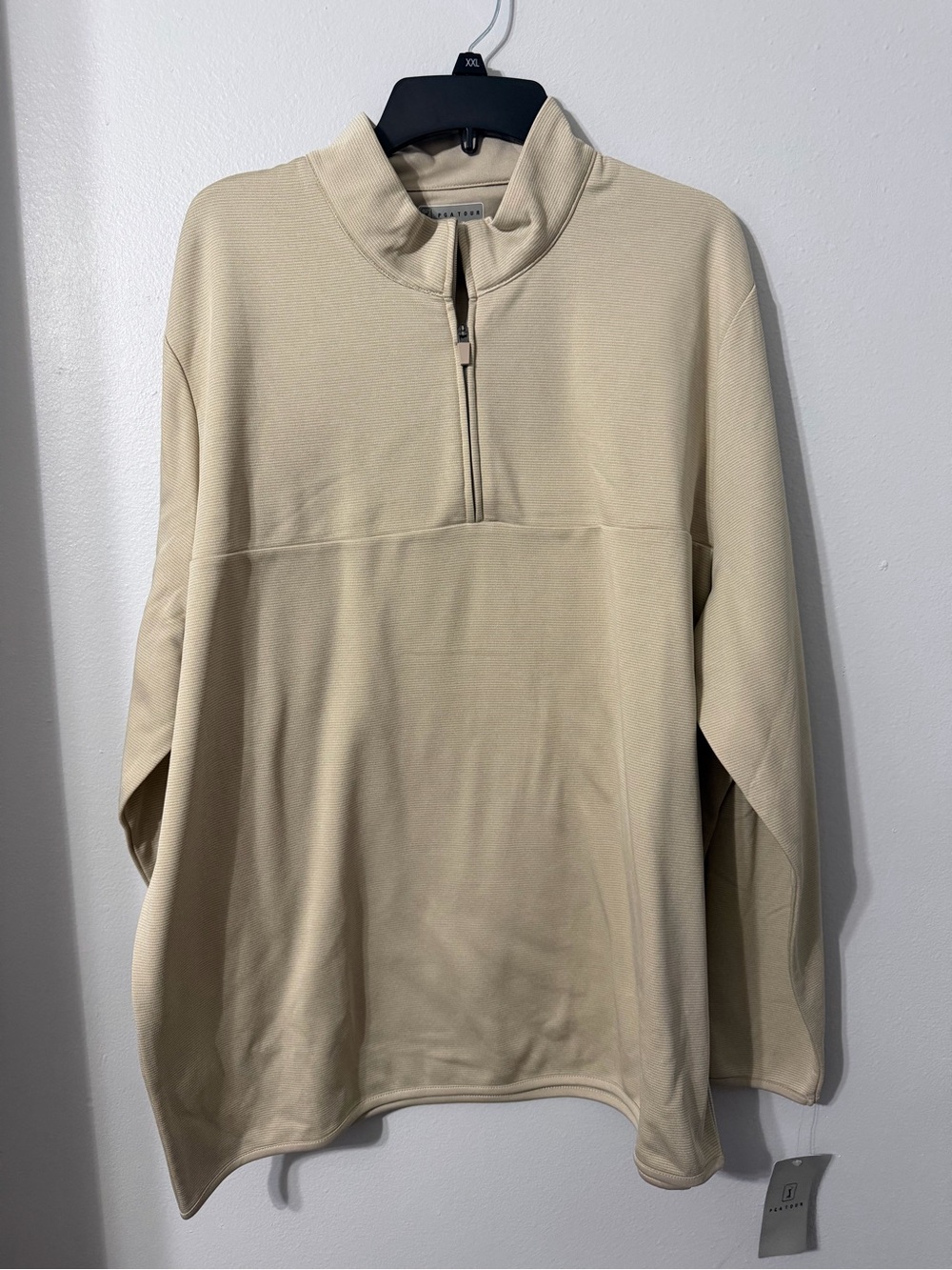 Men’s PGA Tour Quarter Zip Pullover XXL New W/ Tags Tan Striped Golf Attire